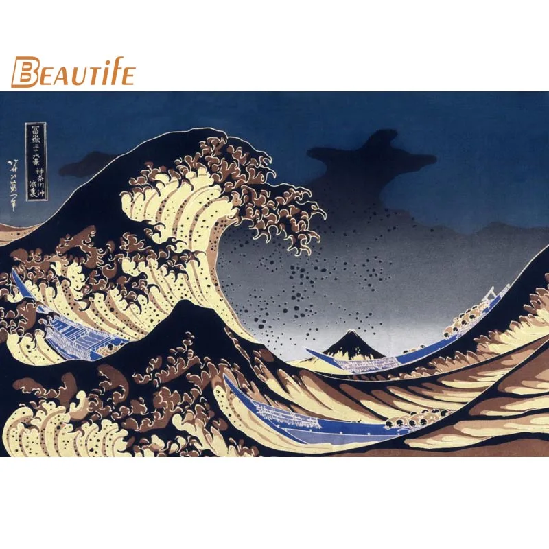 Новое поступление grande смутные плакат hokusai ткань Шелковый украшения дома