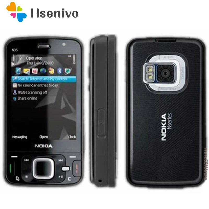 Восстановленный Nokia N96 оригинальный телефон GSM 3G 16 Гб Внутренняя память WIFI GPS 5 МП 1