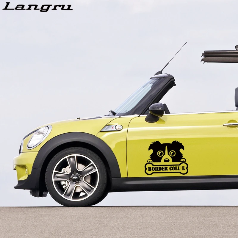 Langru горячая Распродажа автомобильная наклейка милая бордюра колли собака
