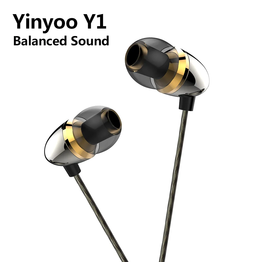 Yinyoo Y1 динамический привод в ухо наушники HIFI бас DJ монитор для бега