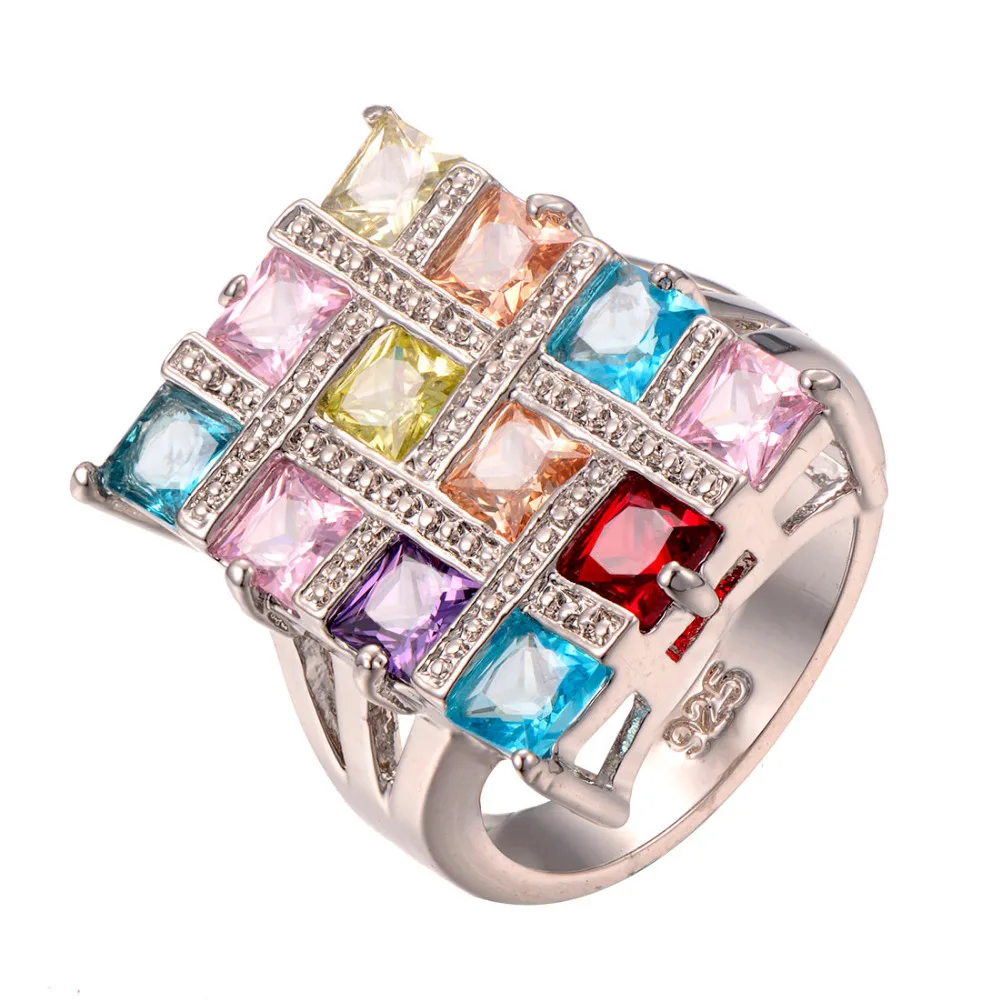 Кольцо из серебра 925 пробы с имитацией аквамарина|ring size|925 sterling silver ringwedding rings |