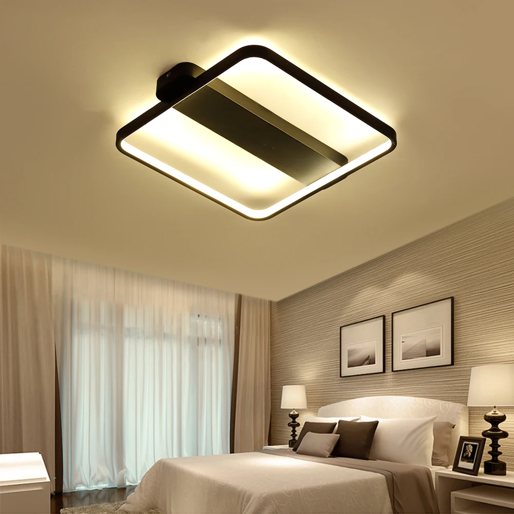 Ceiling Lights Led Lighting Fixture Black Round Square Plafondlamp Lamp Modern Living Room Restaurant Bedroom Kitchen | Освещение