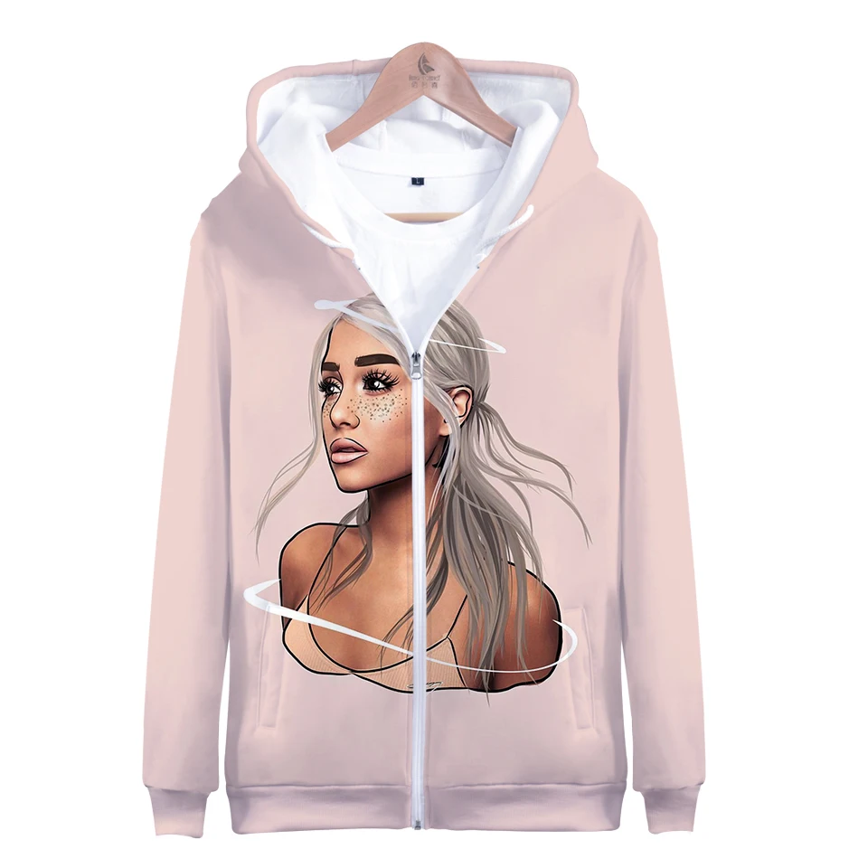 Ariana Grande 3D толстовка на молнии повседневные толстовки Новая мода крутая Highstreet осенне-зимняя одежда толстовка