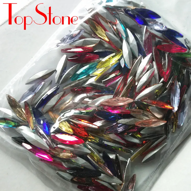 randomly mix colors TopStone 200 шт./пакет 4x15mm Наветт с украшением в виде кристаллов на камне остроконечные Стекло с украшением в виде кристаллов маркиза для выбора ювелирные изделия с блестками для изготовления - Цвет: randomly mix colors