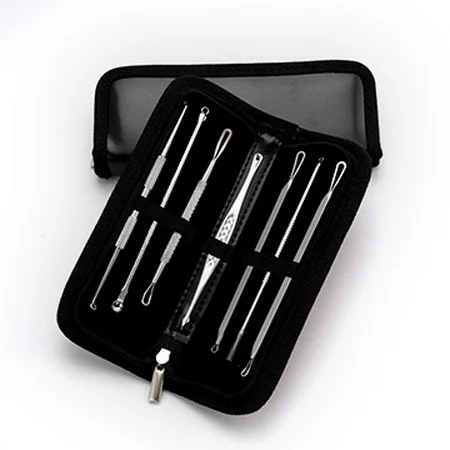 

20sets/Lot 7pcs/set Face Care Stainless Steel Skin Remover Kit Blackhead Blemish Acne Pimple Extractor Skin Cleanser