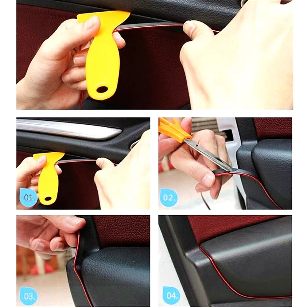 

5m Adhesive Strips Car Interior Decoration Sicker Molding Door Line Air Vent Panel Direction-Flexible Wheel In Car Styling