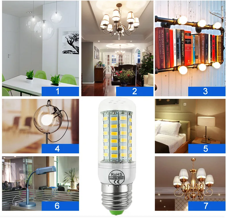 E14 светодиодный светильник E27 лампы SMD5730 220 V кукурузы 24 36 48 56 69 светодиодная люстра