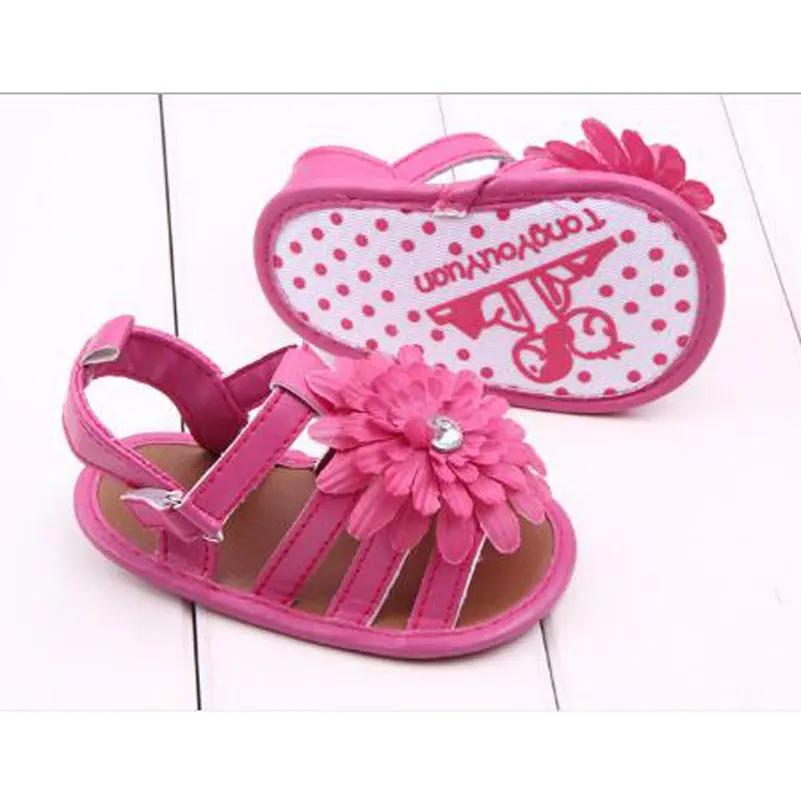 

High quality PU Girls Sandals Children Princess Shoes Baby Flowers Sandals 2019 New Summer Girls Soft Bottom Flat Heels Sandals