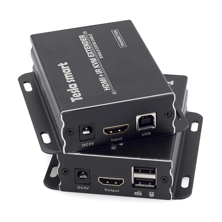 Тесла smart сети IP KVM удлинитель для головок Высокое качество 120 м USB HDMI KVM удлинитель CAT5e/6 TCP/IP(1 удлинитель для головок TX+ 1 удлинитель для головок RX