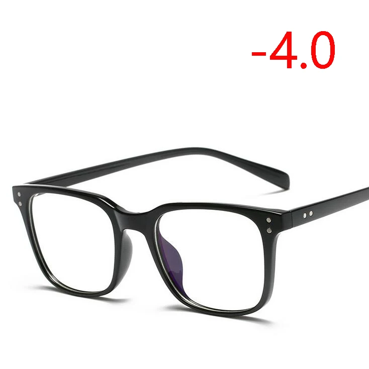Myopia 400 1,56, асферические линзы, очки по рецепту, для женщин и мужчин, Ретро стиль, Rice Nail TR90, квадратные очки для близорукости, черная оправа, 0~-4,0 - Цвет оправы: Myopia 400