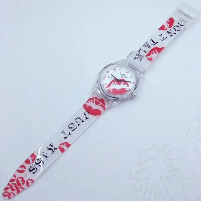 Женские Модные водостойкие мини часы с принтом в виде губ для детей и студентов