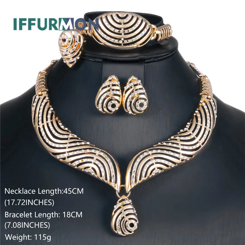 IFFURMON Luxury Wedding African Beads Jewelry Sets for Women FashionNigerian Costume Gold Color Jewellery Set Accessories | Украшения и