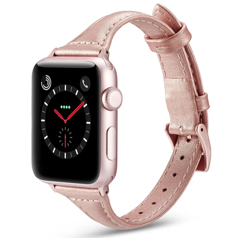 

Leather Bands for Apple Watch 38mm 40mm 42mm 44mm Slim Soft Bracelet Replacement Wristband Sport Strap for iWatch 4 3 2 1 Women