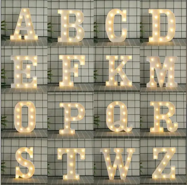 DIY 26 английские буквы светодиодный ночной Светильник Marquee знак Алфавит 3D настенный ночной Светильник домашняя одежда для свадьбы, дня рождения Декор