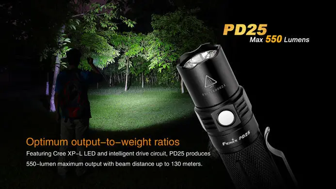 Новинка 2015 FENIX PD25 фонарик Cree XP L (V5) светодиодный 5 режимов Max 550 люмен