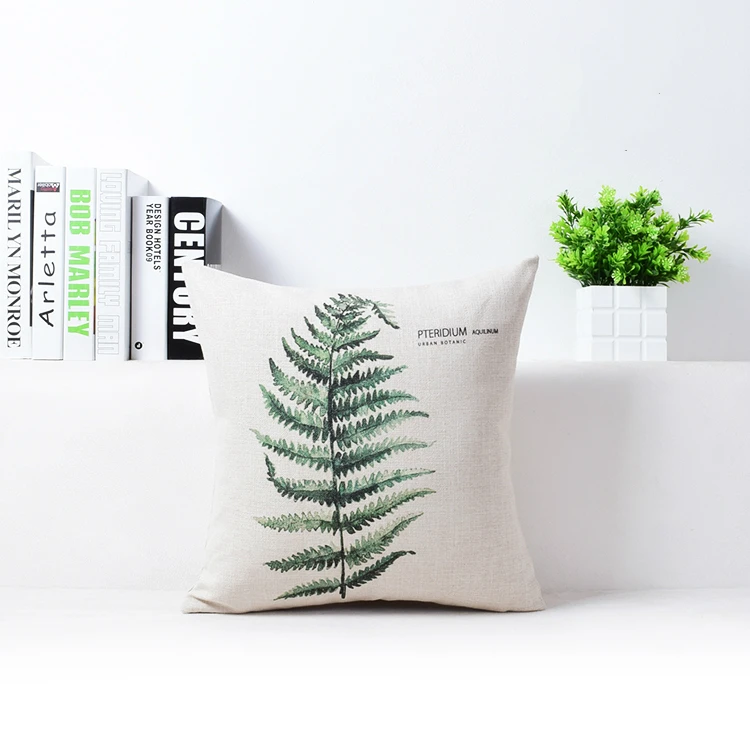 Новый современный простой льняные Чехлы для подушек зеленых растений подушка