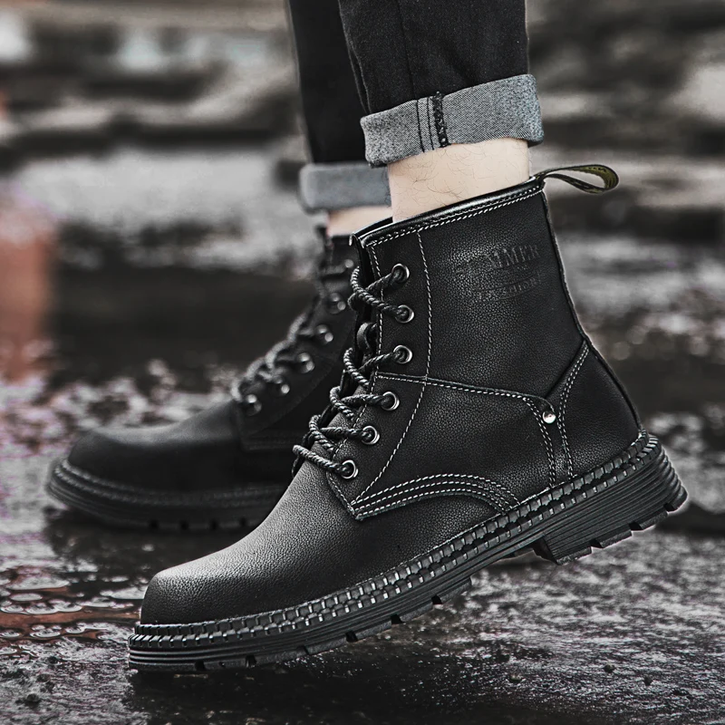 HEINRICH/мужские ботинки зимние кожаные Mannen Schoenen Рабочая обувь Stivali Uomo мужские