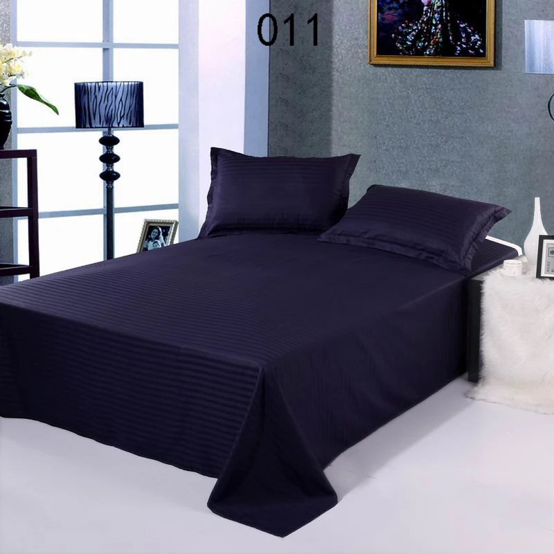 

Deep Blue Cotton Satin Stripe 1Pcs Twin Full King Flat Sheets Bed Sheet Linens Bedding Bedclothes Bedsheet 200x240cm 240x270cm