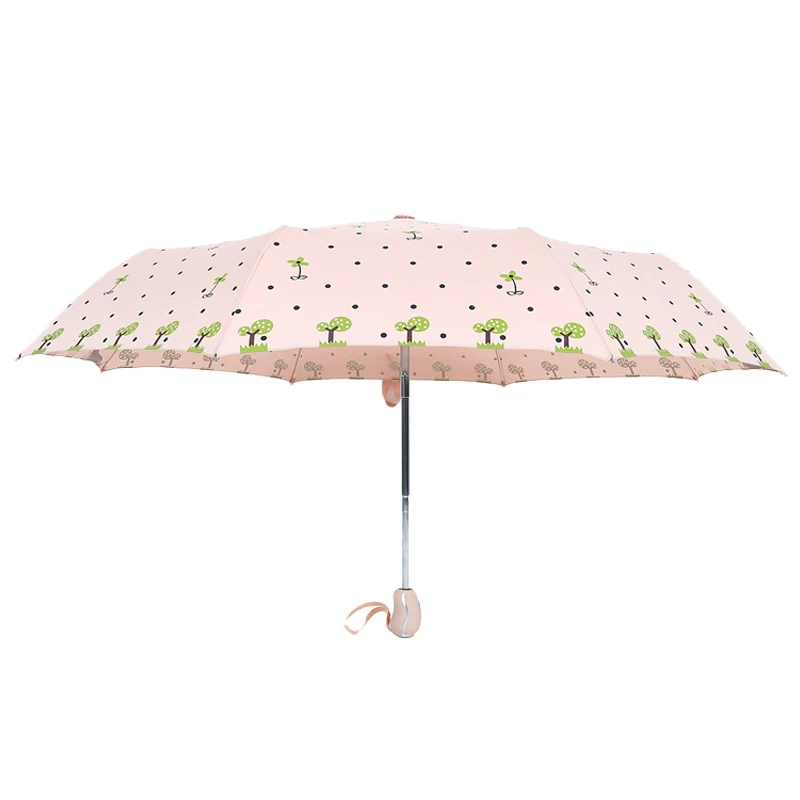 Бесплатная доставка Зонтик для дождливой Женщины Три складные авто открытый