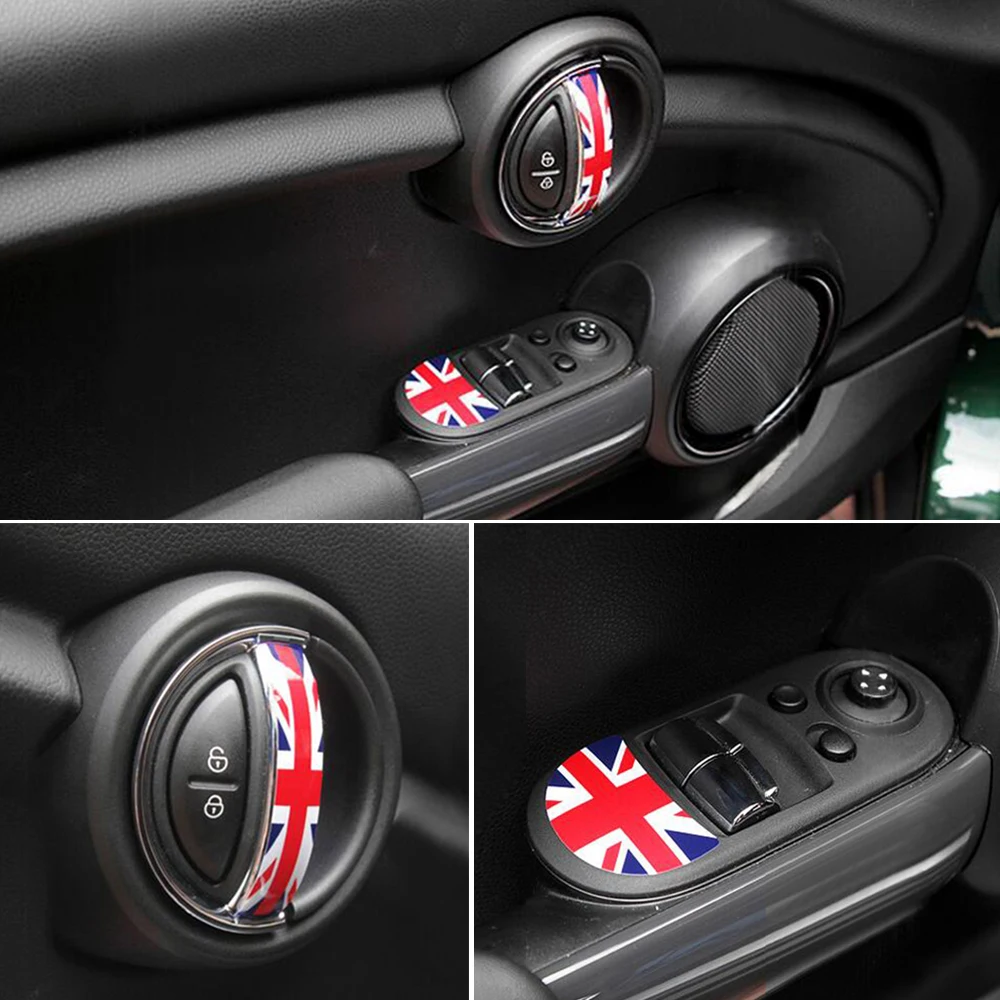 4Pcs/Lot Flag Inner Door Handle DoorKnob Sticker And Decal Anti Scratching Decor For BMW Mini Cooper F56 Car Styling Accessories |