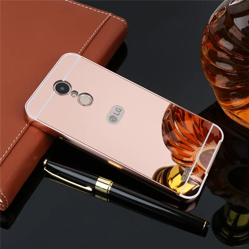 Для LG K8 2017X240X240 чехол с металлической рамкой зеркальной задней крышкой жесткий