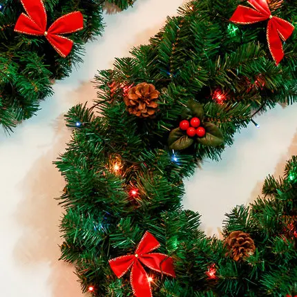 Рождественская гирлянда 2 7 м зеленые рождественские Ротанговые светильники