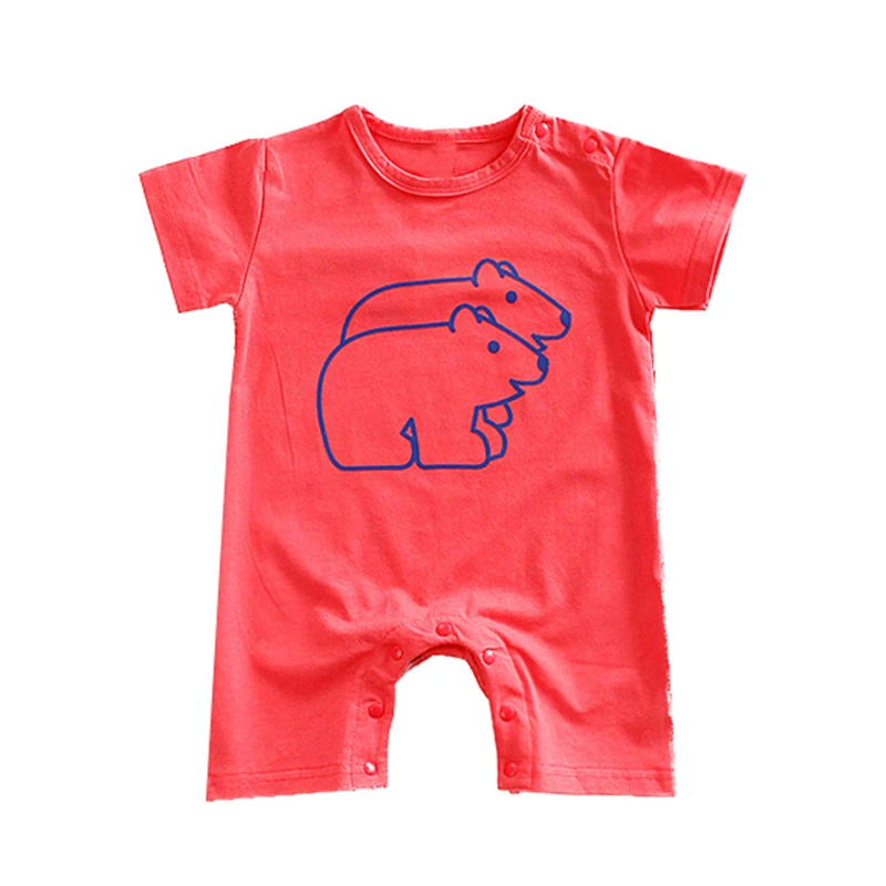 2018 Cute Baby summer cartoon bear Animals birds giraffes romper boxer short sleeved newborn clothes Leisure household to take |