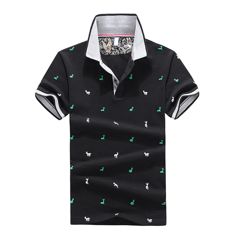 Fawn black Высокое качество Летняя мужская рубашка с коротким рукавом брендовая мужская одежда рубашка модная рубашка с принтом - Цвет: Fawn black
