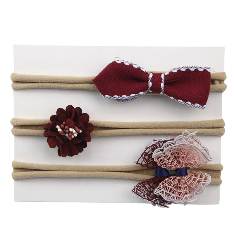 TELOTUNY baby girl headbands 3Pcs Kids Elastic Floral Headband Hair Girls Bowknot Hairband Set for girls 1019 | Детская одежда и