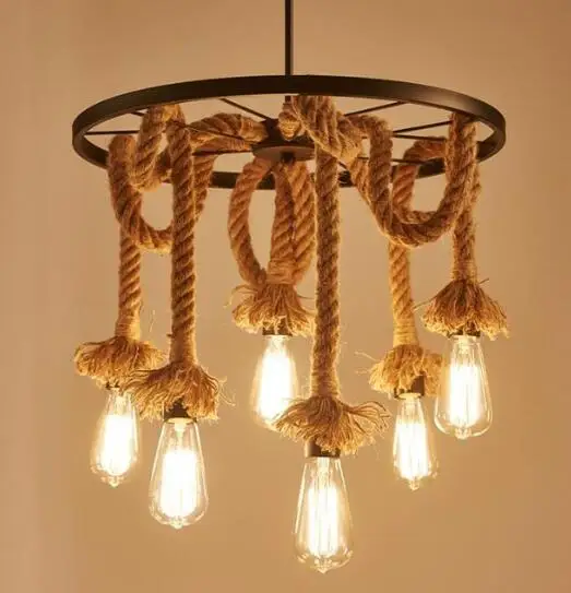 2020 New Modern hemp rope Pendant Lights Industrial Lamp XUYIMING | Освещение