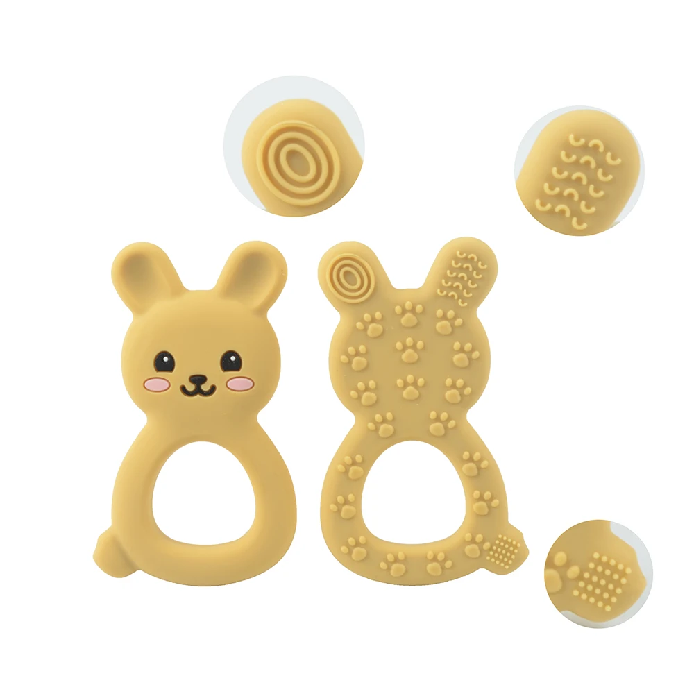 Mordedor de silicona Rabbite para beb&eacute;, collar, accesorios para morder, cuentas de silicona de animales, mordedor suave, 1 unidad-4