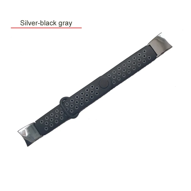 silver-black gray Силиконовый металлический ремешок для huawei Honor Band 4, резиновый браслет, браслет из нержавеющей стали, браслет huawei Band 4, аксессуары для браслетов - Цвет: silver-black gray
