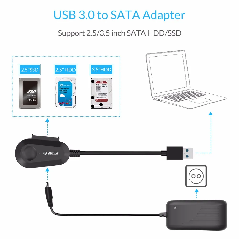 Внешний жесткий диск ORICO 35UTS USB 3 0 2 5 и дюйма SATA со встроенным 8 дюймовым кабелем