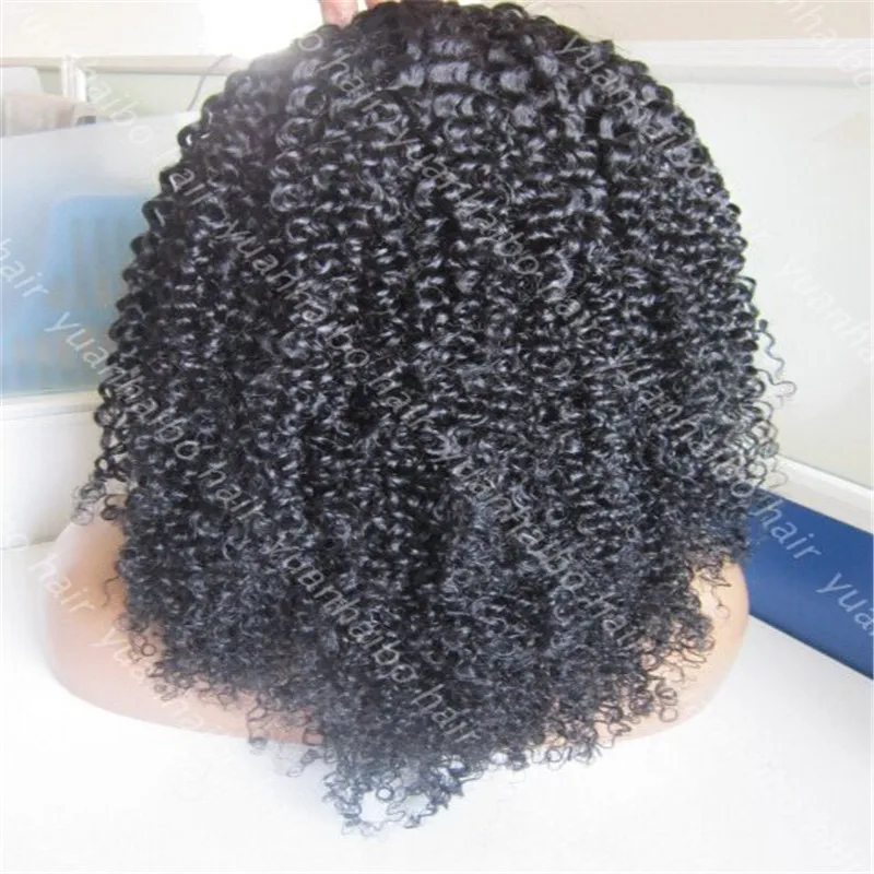 Cheap 8A virgin peruvian curly wig 10-32in natural hairline lace front 130% density kinky for black women |
