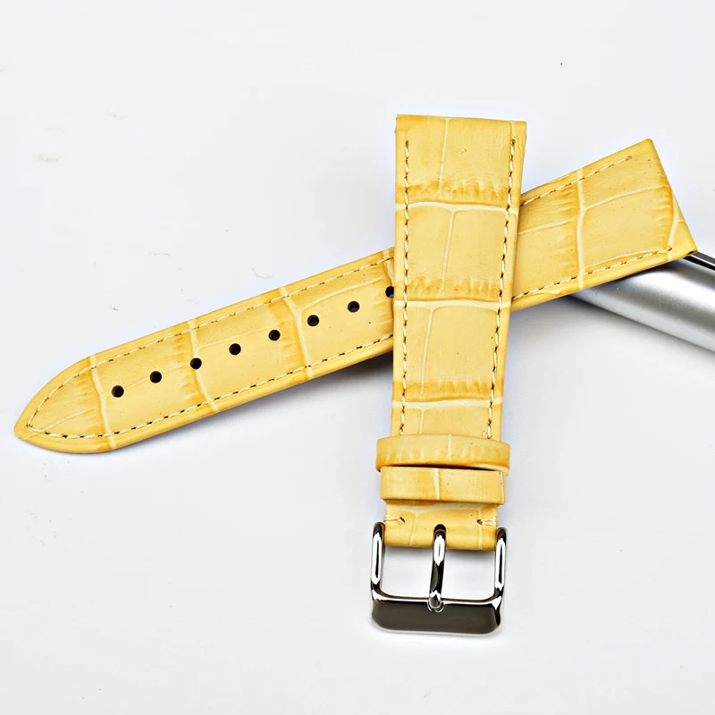 MAIKES Watch Accessories Genuine Leather Watch Strap New Yellow Watch Bands Alligator Pattern Bracelet for dw daniel wellington
