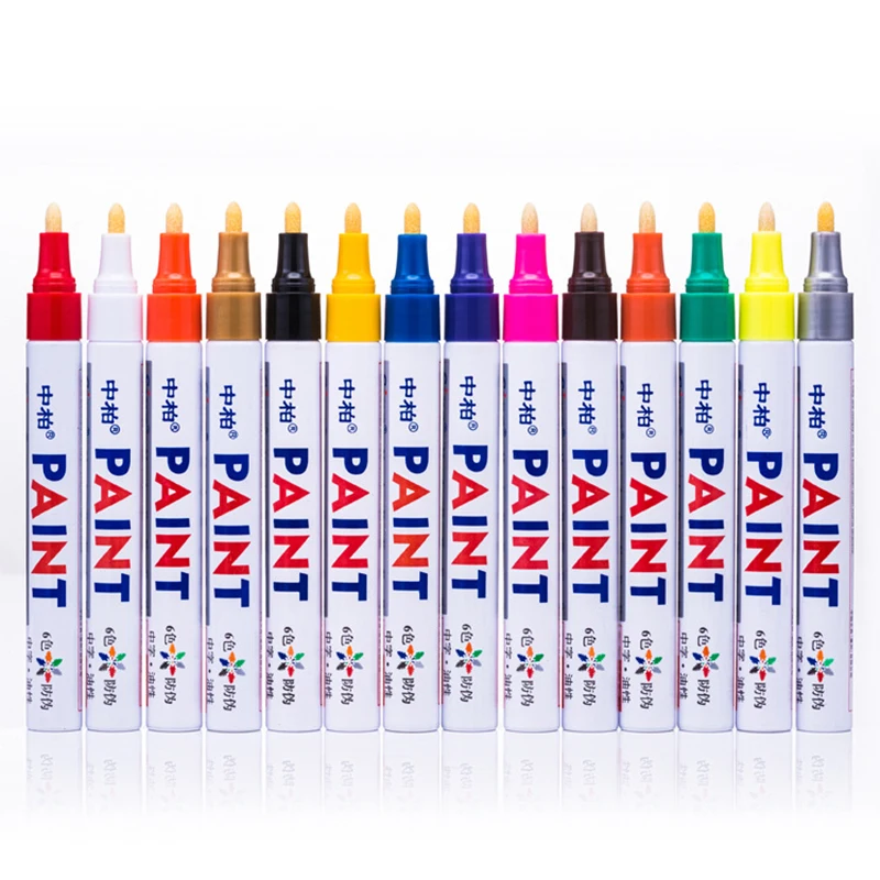 

12Pcs Colorful Waterproof Car Tyre Tire Tread CD Paint Marker Pen Metal Permanent Paint Marker Pen Graffti Oily Marker Pen SP110