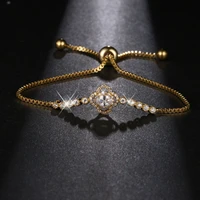 unique high quality aaa cz micro paved crystal single zircon champagne color adjustable bracelets bangle for women gift b 063