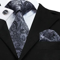 hi tie black paisley ties set for men silk tie pocket square cufflinks set formal mens necktie 8 5cm gravatas tie c 1578