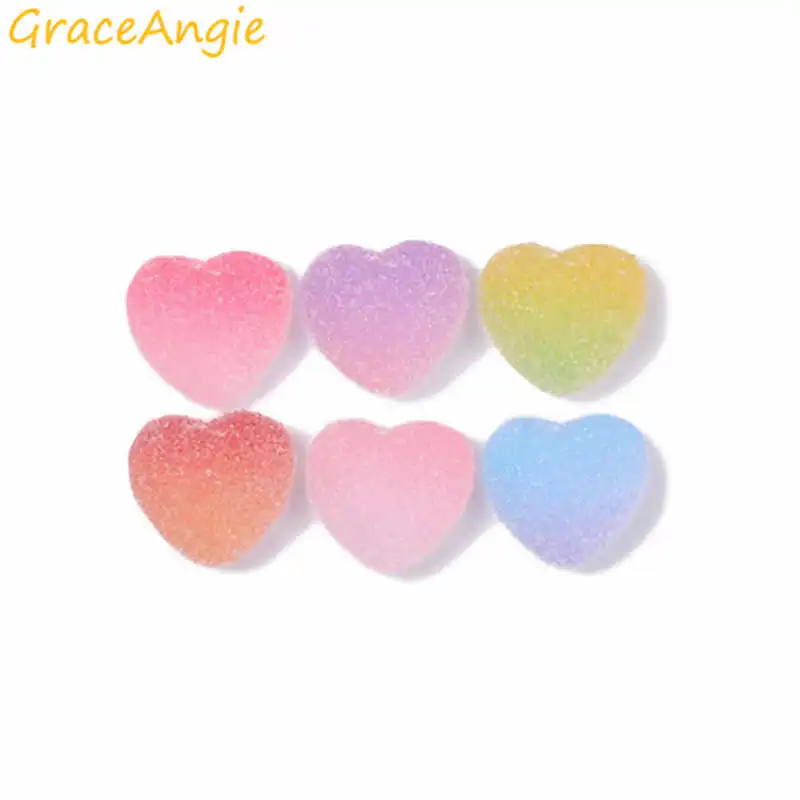 GraceAngie 20pcs Mix Heart soft sweets Charms Candy Resin Beads Jewelry Crafts DIY Supplies Scrapbooking Refrigerator Decoration | Украшения