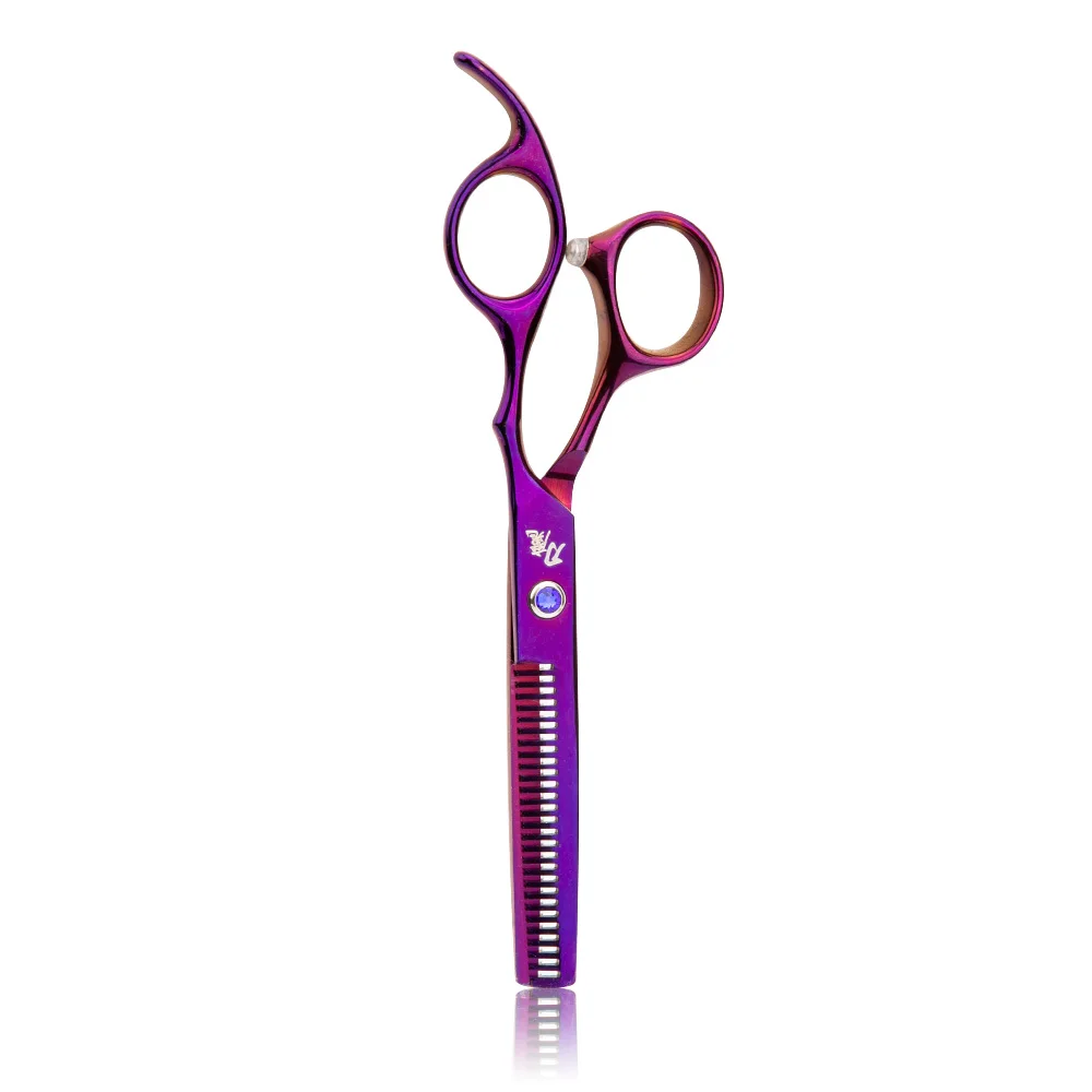 Bright purple tooth 1 шт./2 шт. ножницы для волос 6 дюймов профессиональные ножницы для стрижки волос сталь для укладки волос прямые филировочные ножницы парикмахерский салон инструмент - Цвет: Bright purple tooth