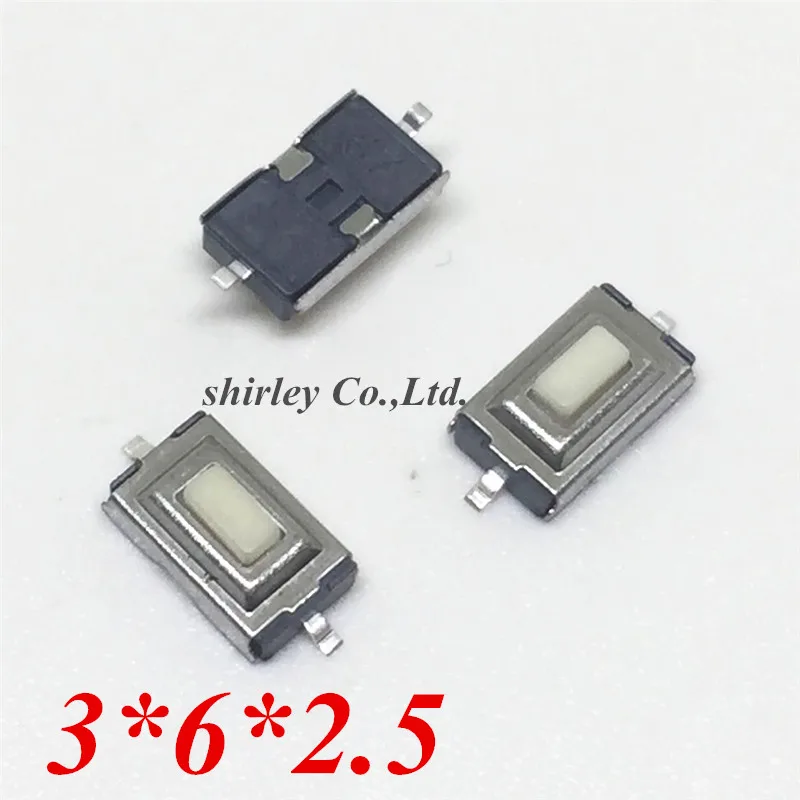 

Wholesale (1000Pcs/lot) 3mm*6mm*2.5mm SMD White Micro Push Button Tactile Tact Momentary Electronic Switch, ROHS 3X6X2.5