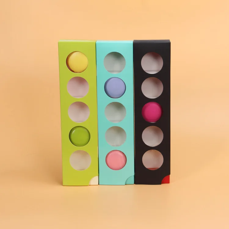 

50 Pcs Macaron Box With Windows 5 Grids Cake Drawer Box Chocolates Candy Baking Paper Packing Boxes Wedding Party Birthday Kids
