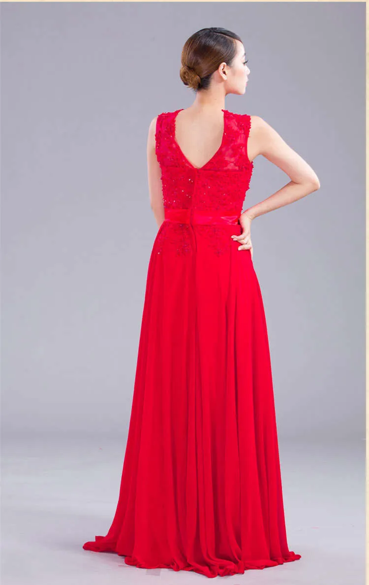 Real Samples 2014 Fashion A line Scoop Short Sleeve Lace Pearls Long Party Hot Guest Maid of Honor Red Bridesmaid Dress Girls | Свадьбы и