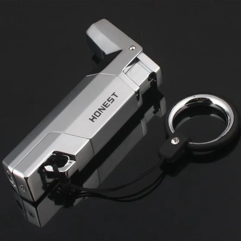 Креативные металлические зажигалки кольцо для ключей ветрозащитные газовые