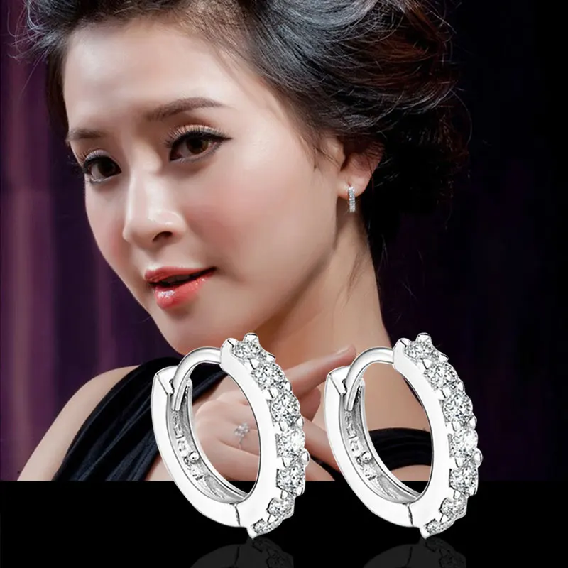 Милые маленькие серьги-кольца для женщин серебро 925 пробы серьги Huggie с кристаллом
