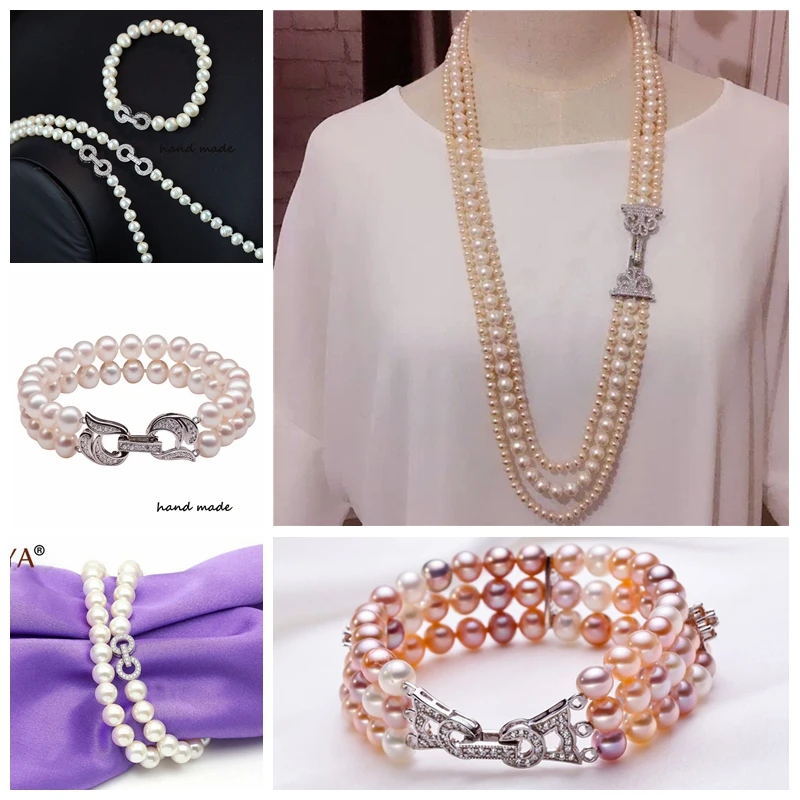 Fashion Copper Metal Inlaid Zircon Clasps Hooks for Bracelet End Connectors For Jewelry Making DIY Pearl Necklace Buckle | Украшения и