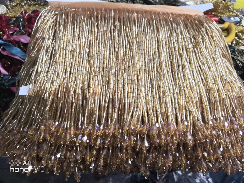 Colorful green Ribbon Beading Fringe Trimming Beaded Tassel Lace Latin Macrame 15cm for wedding bridal gown dress YG-04 | Дом и сад