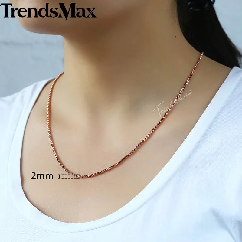 Ожерелье Trendsmax из нержавеющей стали для женщин и мужчин цепочка в коробке цвета