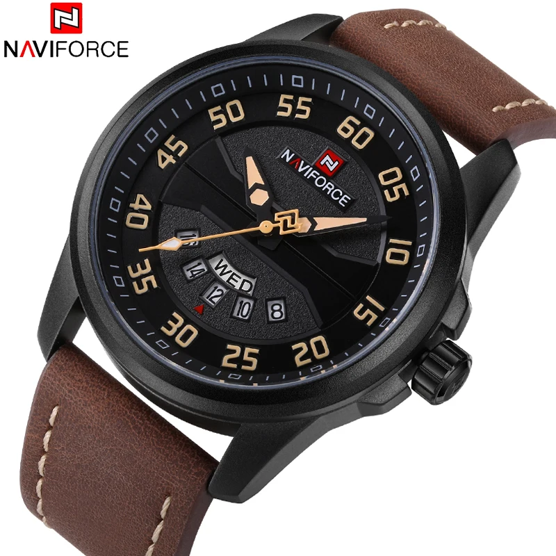 Часы NAVIFORCE мужские спортивные кварцевые водонепроницаемые из натуральной