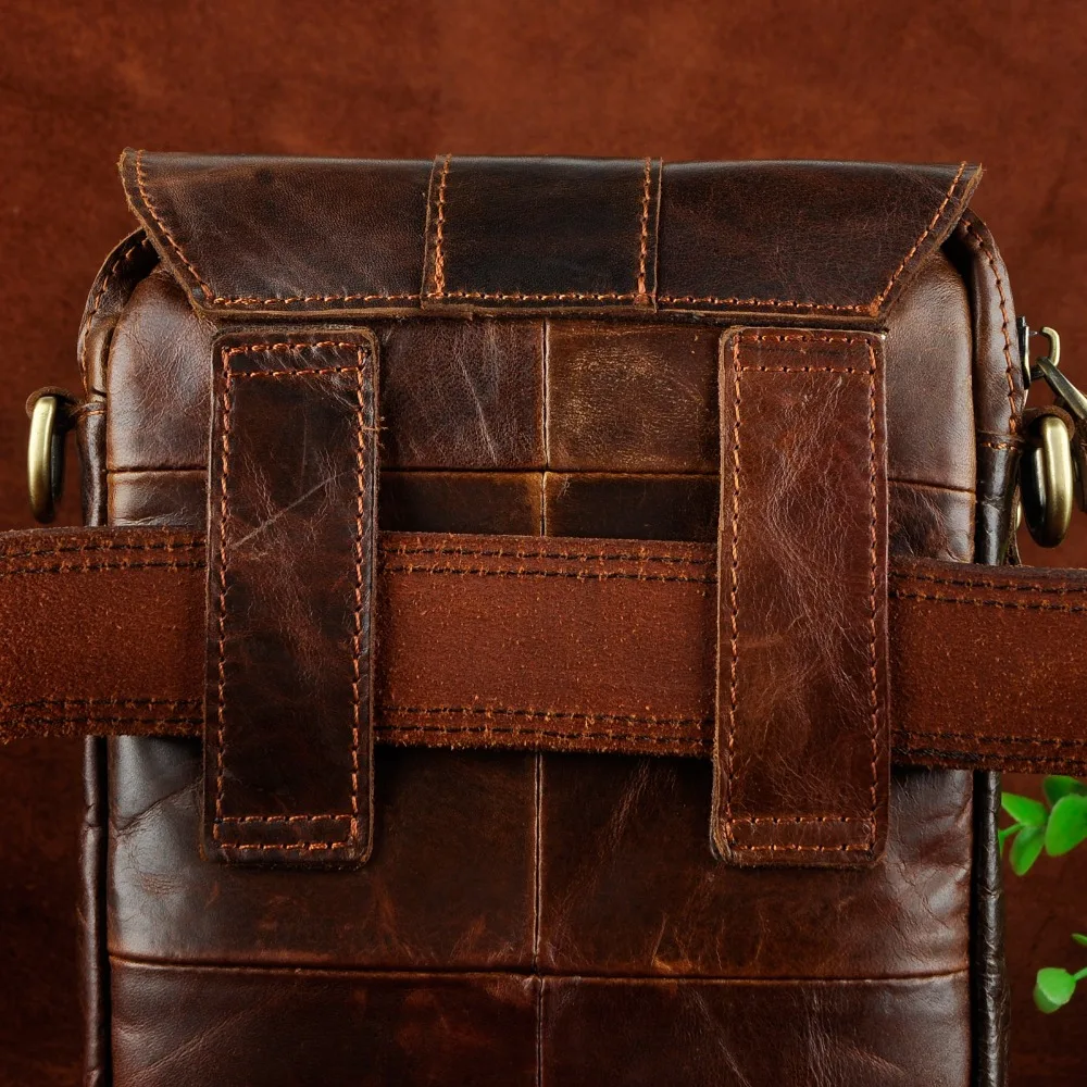 Кожаная мужская повседневная многофункциональная маленькая сумка-мессенджер